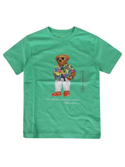 Ralph Lauren Kids' Ss Cn-knit Shirts-t-shirt In Bear Vineyard Green