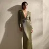 Ralph Lauren Stacy Embellished Tulle Evening Dress In Dusty Sage
