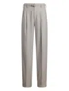 Ralph Lauren Pleated Wool Straight-leg Trousers In Gray