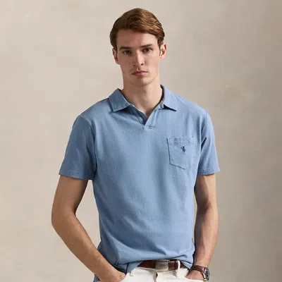 Ralph Lauren Standard Fit Cotton-linen Polo Shirt In Blue