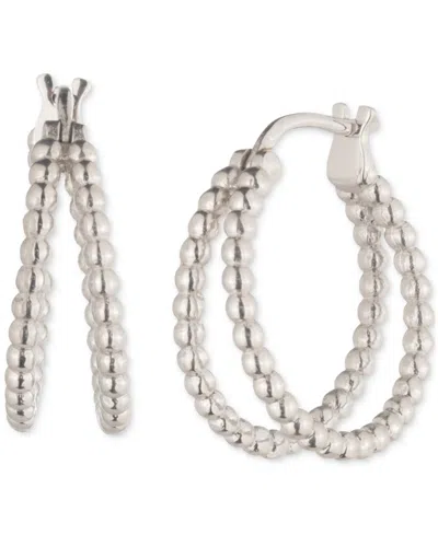 Ralph Lauren Sterling Silver Bead Split Hoop Earrings