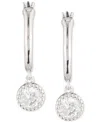 Ralph Lauren Sterling Silver Cubic Zirconia Charm Huggie Hoop Earrings