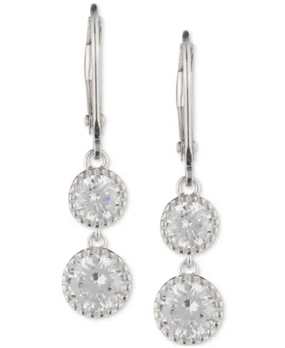 Ralph Lauren Sterling Silver Cubic Zirconia Double Drop Earrings