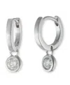 Ralph Lauren Sterling Silver Cubic Zirconia Huggie Earring In Silver