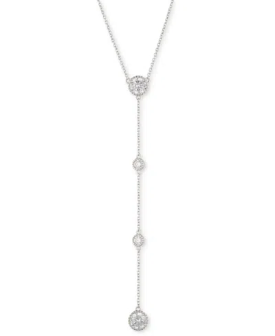 Ralph Lauren Sterling Silver Cubic Zirconia Lariat Necklace, 16" + 3" Extender In White