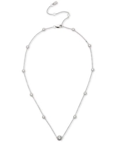 Ralph Lauren Sterling Silver Cubic Zirconia Station Collar Necklace, 16" + 3" Extender In White
