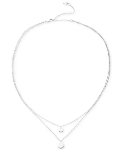 Ralph Lauren Sterling Silver Disc Pendant Two Row Necklace, 20" + 3" Extender