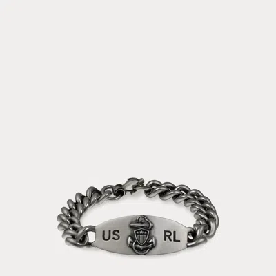 Ralph Lauren Sterling Silver Id Bracelet In Grey In Metallic