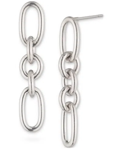 Ralph Lauren Sterling Silver Link Linear Drop Earrings