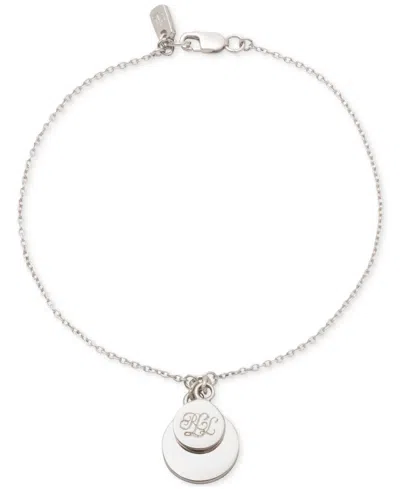 Ralph Lauren Sterling Silver Logo Coin Link Bracelet