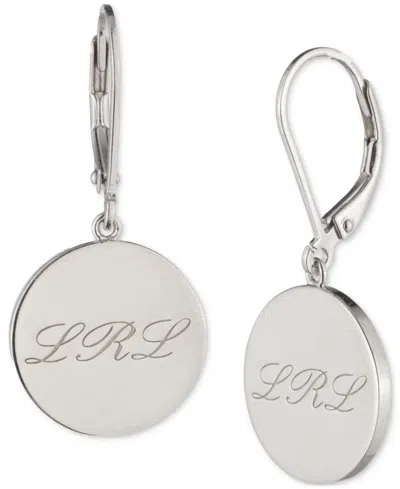Ralph Lauren Sterling Silver Logo Script Drop Earrings