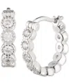Ralph Lauren Sterling Silver Medium Cubic Zirconia Hoop Earrings, 1.16"