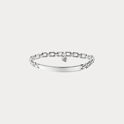 Ralph Lauren Sterling Silver Mini Id Bracelet In Grey In Pink