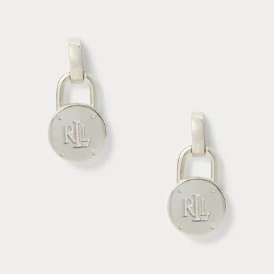 Ralph Lauren Sterling Silver Padlock Drop Earrings In Grey