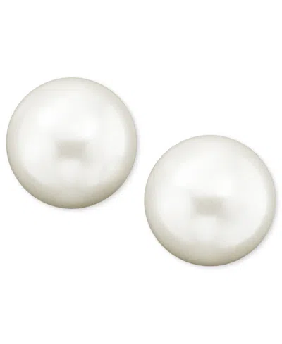 Ralph Lauren Sterling Silver Plated Glass Pearl Stud (10mm) Earrings