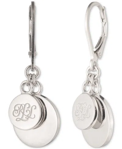 Ralph Lauren Sterling Silver Script Coin Drop Earrings