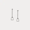 Polo Ralph Lauren Sterling Silver Stirrup Chain Earrings In Grey