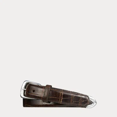 Ralph Lauren Sterling-tipped Alligator Belt In Rust