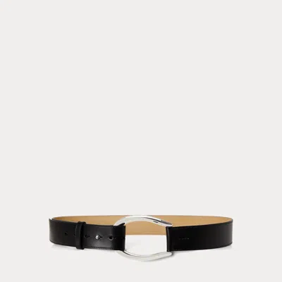 Ralph Lauren Stirrup-buckle Wide Leather Belt In Black