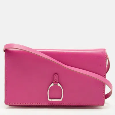 Pre-owned Ralph Lauren Stirrup Pink Leather Crossbody Bag