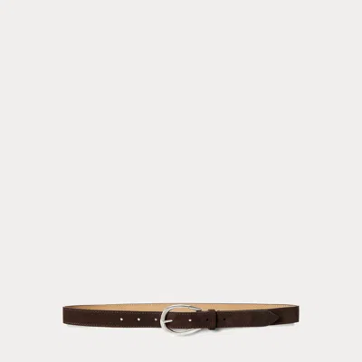 Polo Ralph Lauren Stirrup-buckle Calfskin Suede Belt In Chocolate In Brown