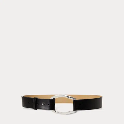 Polo Ralph Lauren Stirrup-buckle Wide Leather Belt In Black