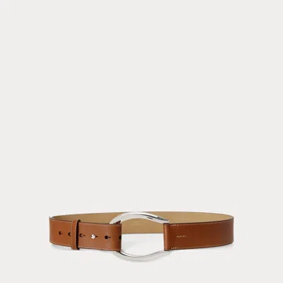 Polo Ralph Lauren Stirrup-buckle Wide Leather Belt In Cuoio In Brown