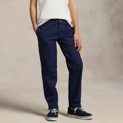 Ralph Lauren Kids' Straight Fit Flex Abrasion Twill Pant In Newport Navy In Blue