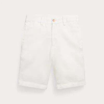 Polo Ralph Lauren Kids' Straight Fit Linen-cotton Short In Deckwash White