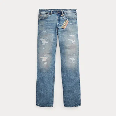 Ralph Lauren Straight Fit Repaired Clearville Jean In Repaired Clearville Wash In Multi