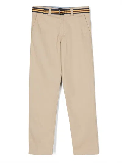 Polo Ralph Lauren Kids' Belted Straight-leg Trousers In Neutrals