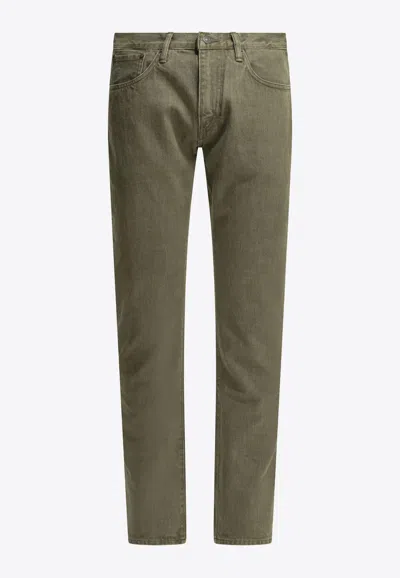 Ralph Lauren Straight-leg Herringbone Twill Jeans In Green