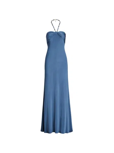 Ralph Lauren Strapless Blue Maxi Dress