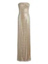 Ralph Lauren Strapless Chevron-pattern Maxi Dress In Neutral
