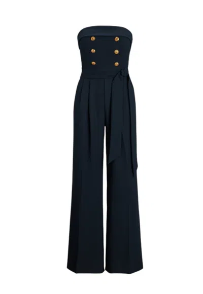 RALPH LAUREN STRAPLESS JUMPSUIT WITH GOLD BUTTONS