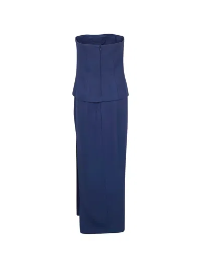 Ralph Lauren Strapless Maxi Dress In Blue