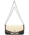 Ralph Lauren Straw & Leather Sawyer Bag In Light Natural,black