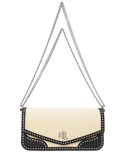 Ralph Lauren Straw & Leather Sawyer Bag In Light Natural,black