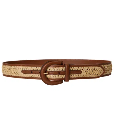 Ralph Lauren Straw Crescent Buckle Belt In Brown