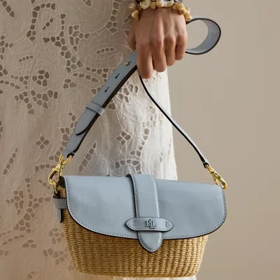Ralph Lauren Straw-leather Small Lynden Shoulder Bag In Blue