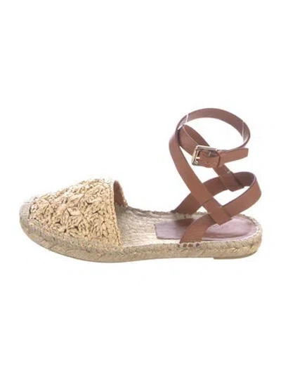 Pre-owned Ralph Lauren Straw Patterned Espadrilles In Neutrals
