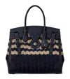 Ralph Lauren Straw Soft Ricky 33 Top-handle Bag In Navy