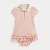 Ralph Lauren Strawberry Cotton Polo Dress & Bloomer In Pink