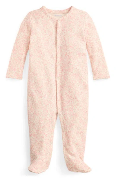 Ralph Lauren Babies'  Strawberry Print Long Sleeve Cotton Footie In Pink