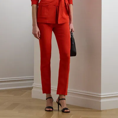 Ralph Lauren Stretch Cady Cropped Pant In Bright Vermilion In Orange