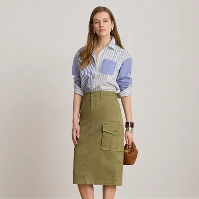 Ralph Lauren Stretch Chino Cargo Pencil Skirt In Light Agave In Green