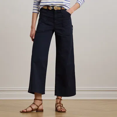 Ralph Lauren Stretch Chino Wide-leg Cropped Pant In Blue