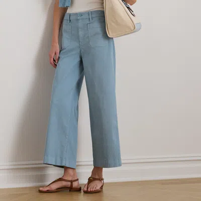 Ralph Lauren Stretch Chino Wide-leg Cropped Pant In Blue