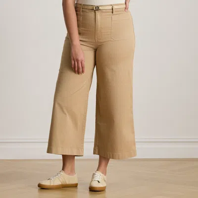 Ralph Lauren Stretch Chino Wide-leg Cropped Pant In Birch Tan In Brown