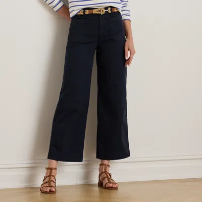 Ralph Lauren Stretch Chino Wide-leg Cropped Pant In Lauren Navy In Blue